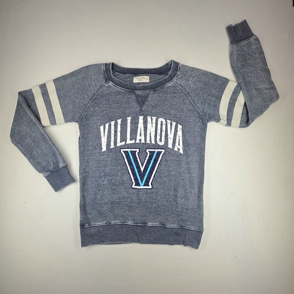Ocean Drive Villanova Wildcats Sweatshirt Medium Blue Acid Wash Pullover Raglan